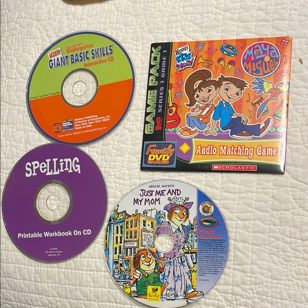 Cd rom, just me and mommy, spelling, basic skills kindergarten&matching game